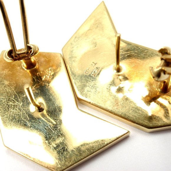 Rare! Authentic Tiffany & Co 18k Yellow Gold Black Jade Mother of Pearl Earrings - Picture 8 of 12